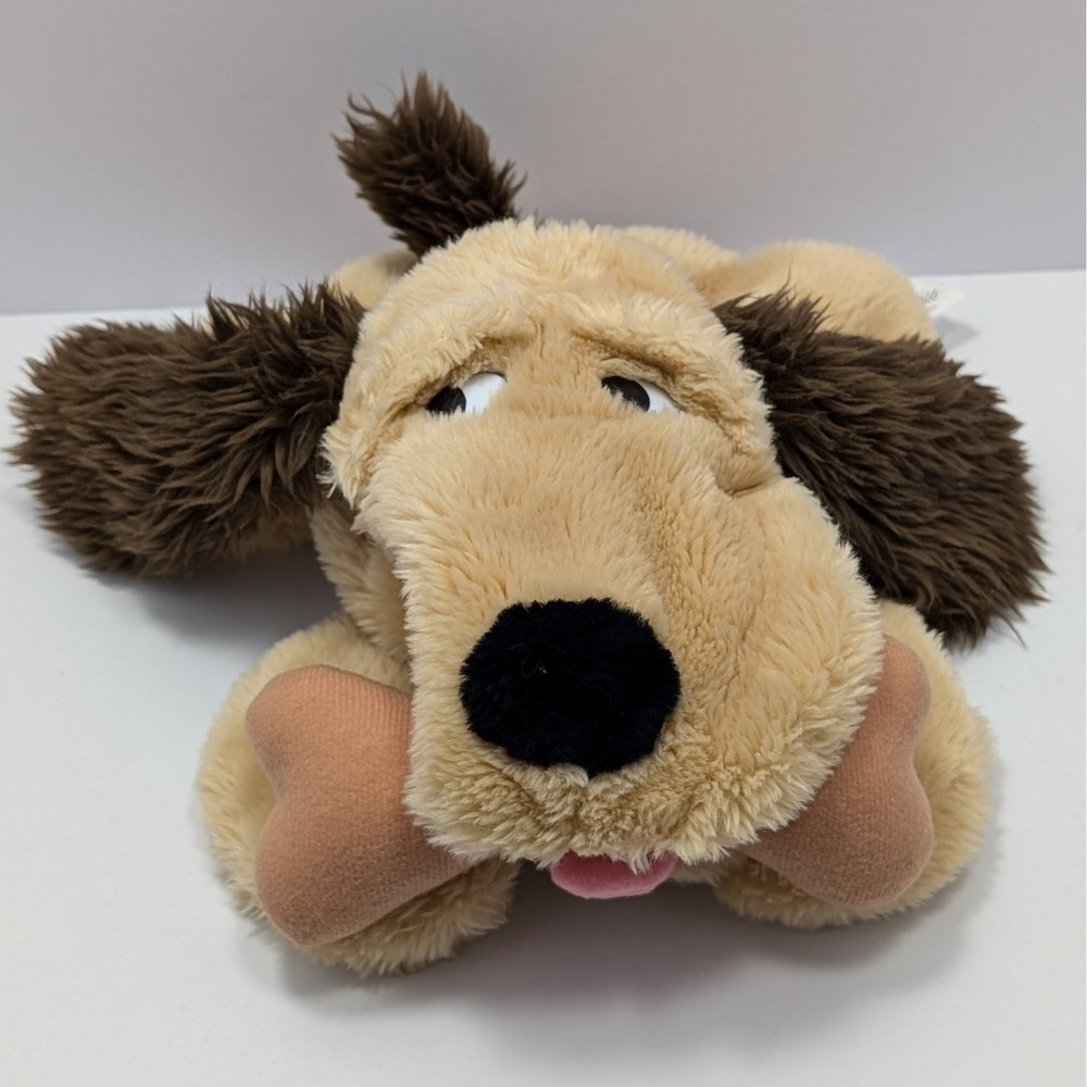Vintage Embrace Plush Dog Puppet Bone Tongue Pink Ears Brown Kid Party Ministry
